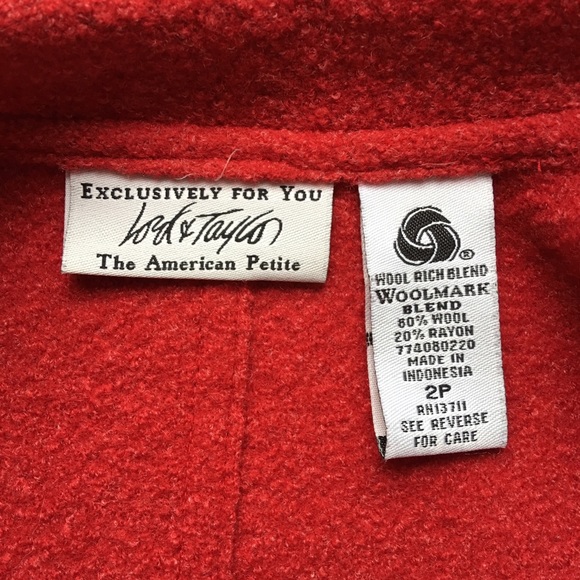 Lord & Taylor red wool blazer cardigan sweater - Picture 4 of 5